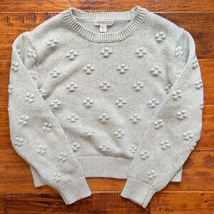 Crewcuts Light Gray Girls’ Bobble Textured Floral Sweater, Medium 8-9